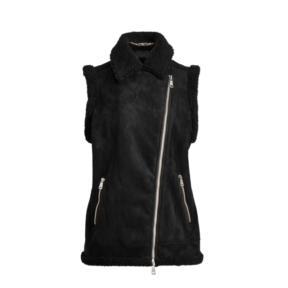 Love Token faux shearling black vest size 1X